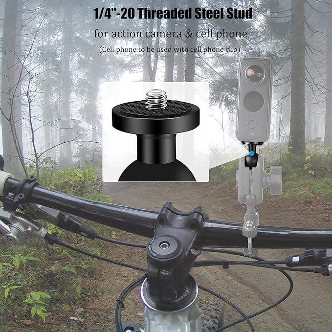 2PC Aluminum Alloy 1" Ball Mount Adapter with 1/4"-20 Threaded Stud for Insta360 One X3, X2, X, R, RS, GoPro, DJI OSMO Action Camera ,Compatible with RAM Ball Head Mounts B Size Double Socket Arm