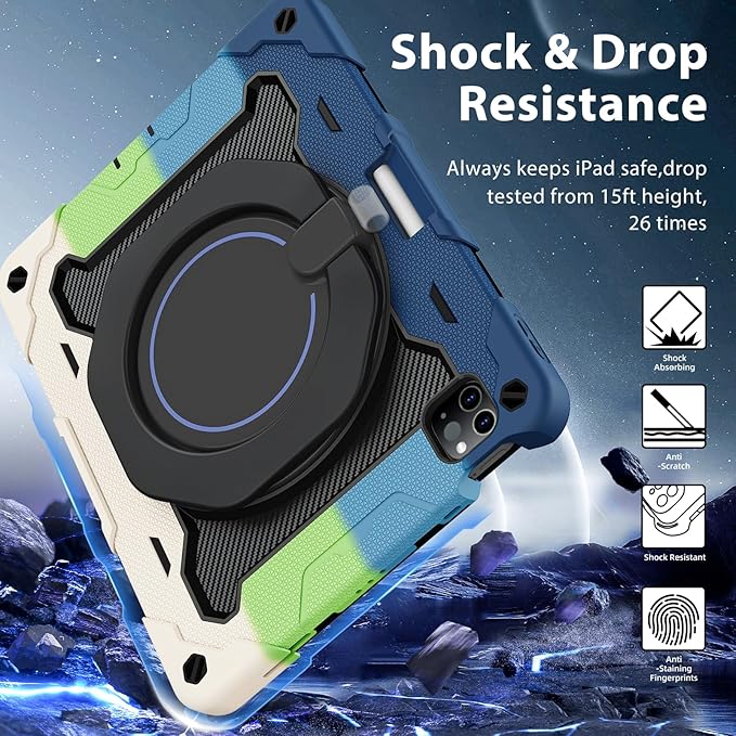 ROISKIN for iPad Air 11 inch M4/M3/M2 Case, iPad Pro 11 inch 4th/3rd/2nd/1st Generation,iPad Air 5th/4th 10.9 inch Case,Heavy Duty Shockproof with 360 Stand Handle Shoulder Strap Pen Holder for Kids