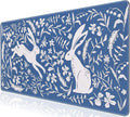 L-SPOUTTO Blue Floral Desk Mat for Keyboard and Mouse,Boho XXL Gaming Mouse Pad,Large 35.4x15.7in Non-Slip Rubber Base Keyboard Pad Waterproof Desktop Mat for Laptop Computer Work Home Office-Rabbits