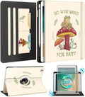 Kidcube for iPad 5th Generation Case 2017/Air 1st 2013/Pro 9.7 Inch Case 2016 - Women Girls Kids Cute Rotating Stand Folio Cover with Pencil Holder & Card Slot Cool Frog Mushroom Unique Design Cover