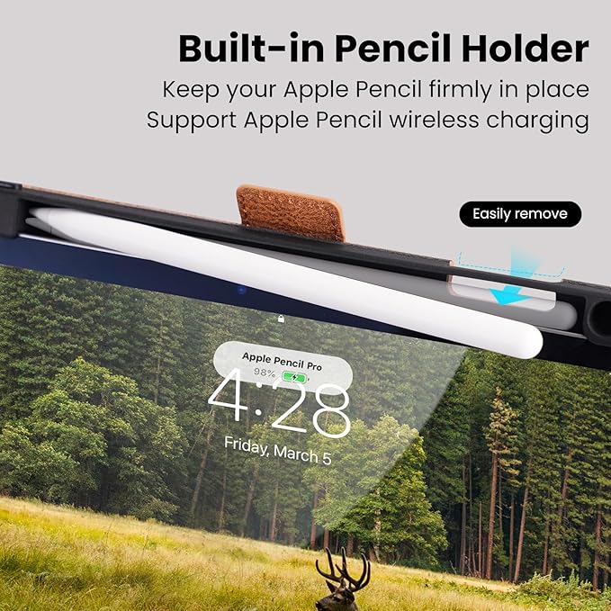 Handmade Case for iPad Air 13 Inch M4/M3/M2 (2026/2025/2024) with Pencil Holder Pocket,Magnetic Closure,Multi Angles Stand,Typing Angle,Folio Protective Cover,Auto Sleep/Wake,Brown