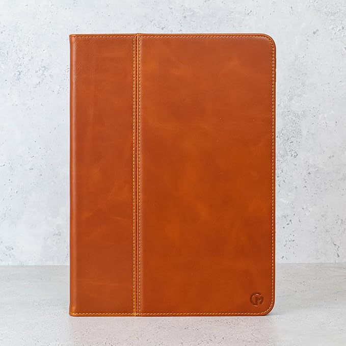 Casemade Real Leather Case Compatible with iPad 10.2” 7th/8th/9th Gen (2019/2020/2021) - Full-Grain Leather Cover, Auto Sleep/Wake, Dual Stand Position (Tan)