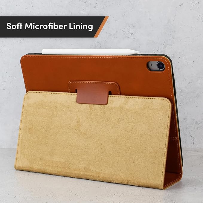 Casemade Real Leather Case Compatible with iPad Air 11-inch M4/M3/M2 (2026/2025/2024), iPad Air 5th/4th Generation 10.9'' - Full-Grain Leather Cover, Auto Sleep/Wake, Dual Stand Position (Tan)