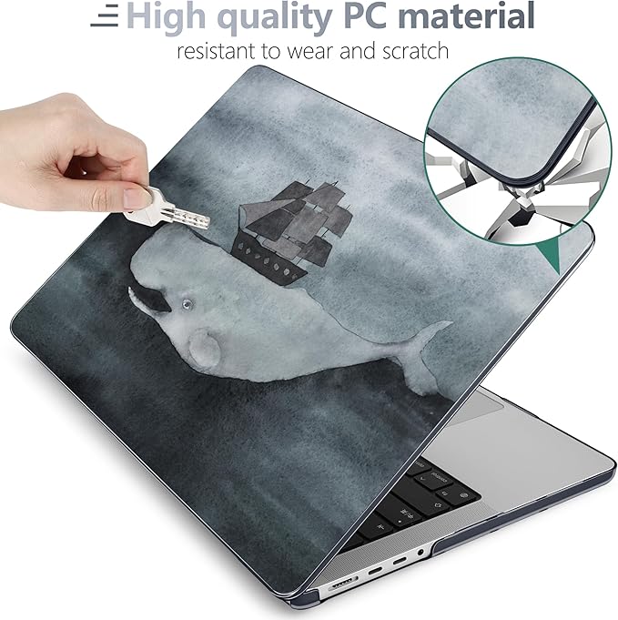 Batianda for MacBook Pro 14 Inch Case 2026-2021 Release M5 M4 M3 M2 M1 Pro/Max, 1.2mm Slim Graphic Hard Shell Cover with Keyboard Cover, Screen Protector 4-in-1 Bundle, Navy Flowers