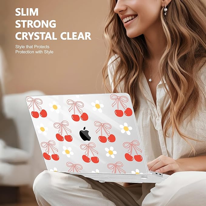 May Chen for MacBook Pro 16 inch A2141 2020 2019 Release, Screen Protector & Keyboard Cover Plastic Soft-Touch Case for MacBook Pro 16-inch with Touch Bar & Touch ID - Red Cherry Bow