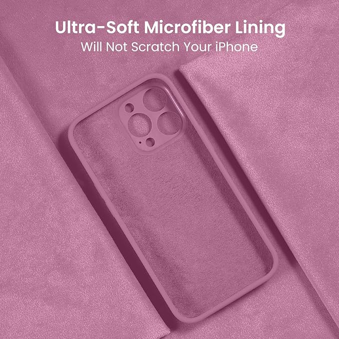 FireNova Designed for iPhone 15 Pro Case, Silicone Upgraded [Camera Protection] Phone Case with [2 Screen Protectors], Soft Anti-Scratch Microfiber Lining Inside, 6.1 inch, Lilac Purple