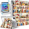 Uppuppy for iPad Air 11 inch Case(Air M4 2026, 8th Gen/M3 2025/M2)/Air 5th/4th Gen 10.9", for iPad Pro 11 inch Case(4th/3rd/2nd/1st Gen) - 360 Rotating Smart Folio Cover with Pencil Holder, Bookshelf