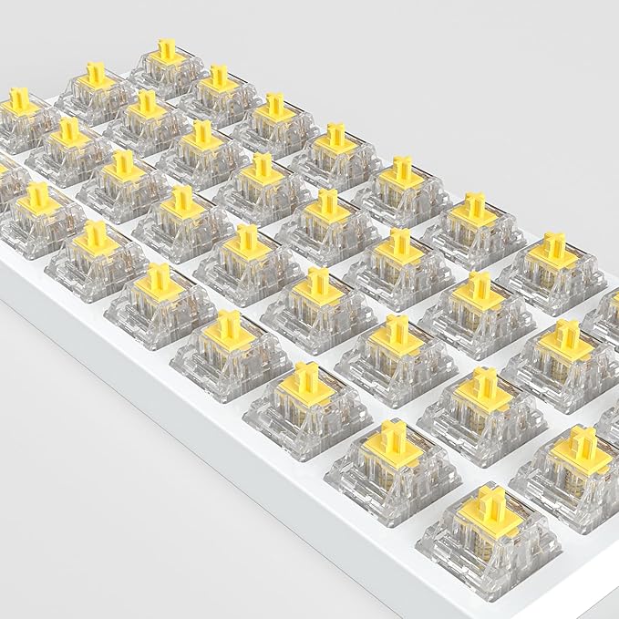 Zhouwang Crystal Yellow Switch Mechanical Keyboard Replacement,3 Pin Linear/Accurate Typing/Dustproof/RGB Transparent Gaming Keyboard Switches(72Pcs)