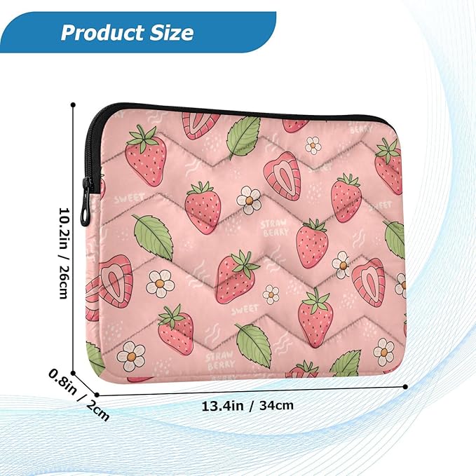 Strawberries Laptop Sleeve 13-14 Inch Waterproof Computer Bag for Women, Men - Cute Tablet Cover, A06D24018