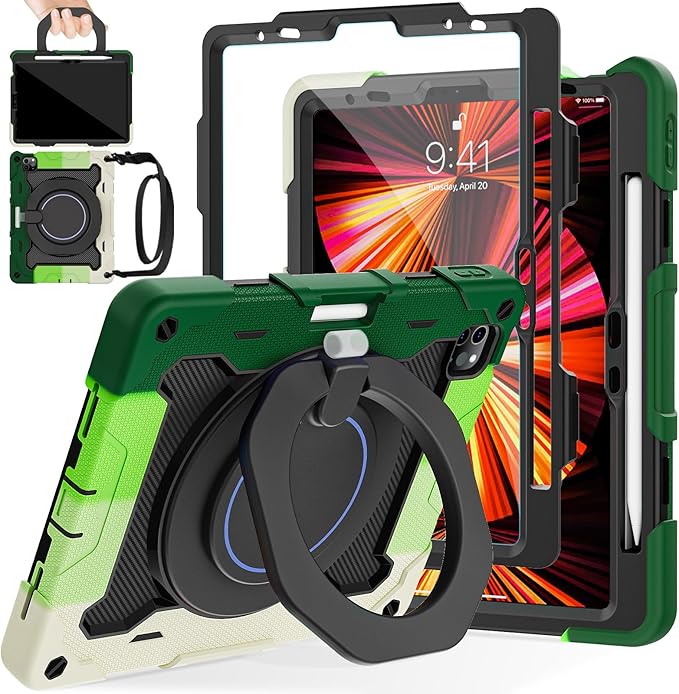 ROISKIN for iPad Air 11 inch M4/M3/M2 Case, iPad Pro 11 inch 4th/3rd/2nd/1st Generation,iPad Air 5th/4th 10.9 inch Case,Heavy Duty Shockproof with 360 Stand Handle Shoulder Strap Pen Holder for Kids