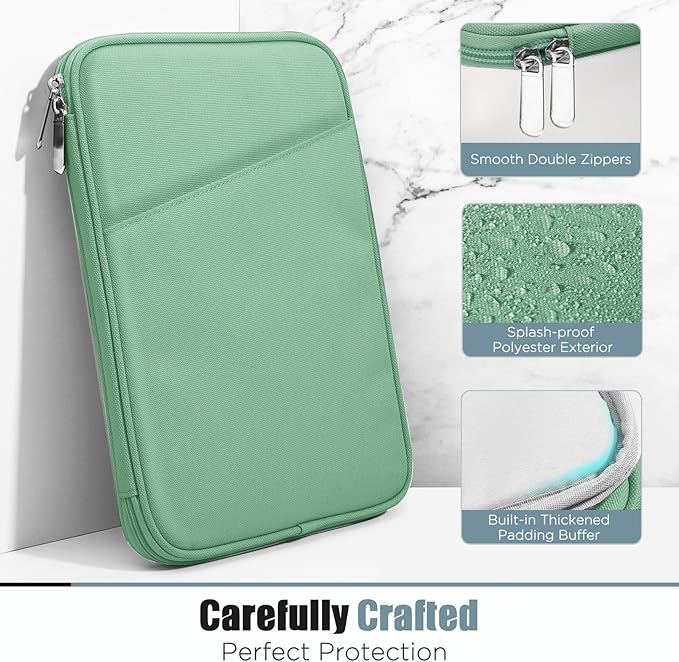 TiMOVO 9-11" Tablet Sleeve Bag for iPad 11-inch A16 2025, iPad 10.9"/10.2"| Air 11 Inch/5th/4th Gen. 10.9", Galaxy Tab A9+/A11Plus 11", Protective Bag with Pocket, Bodhi Green