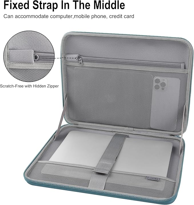 DOMISO 15.6-16 Inch Laptop Hard Case, Waterproof Shockproof Hard Shell Laptop Sleeve Protective Computer Bag for Macbook Pro/Lenovo IdeaPad/HP ENVY/Dell XPS, Teal
