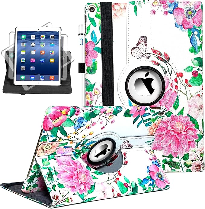 360 Rotating Stand Smart Case for iPad Air (3rd Gen) 10.5" & iPad Pro 10.5" - Auto Wake/Sleep Feature, Colorful Butterfly