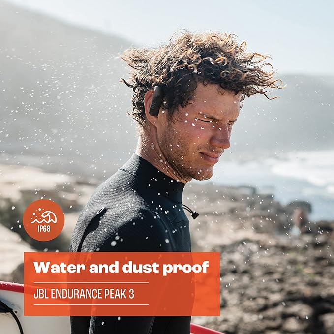 JBL Endurance Peak 3 - Dust and Water Proof (IP68) True Wireless Active Earbuds, JBL Pure Bass Sound, Up to 50 Total Hours of Playback with Speed Charge, Ambient Aware & Talk Thru (Black)