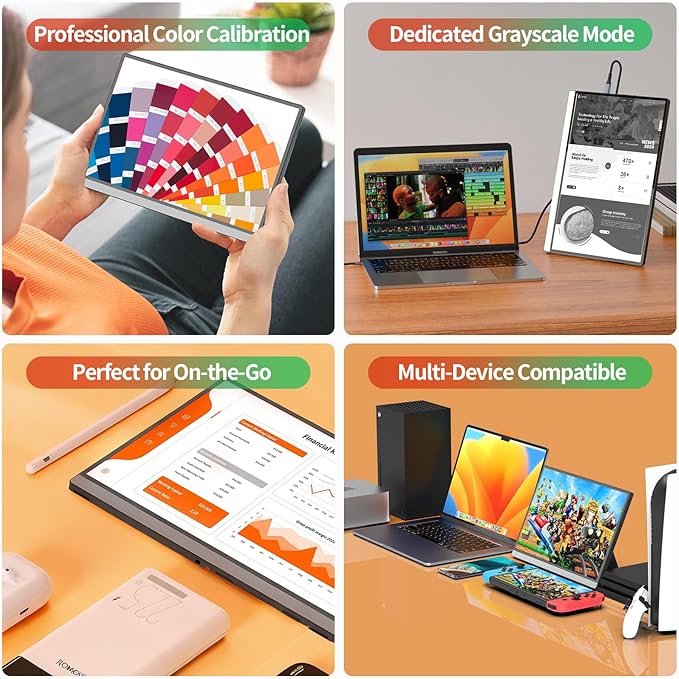 Intehill 2.5K Portable Monitor Touchscreen, 14" Portable Touch Screen for Laptop 2560x1600, 16:10 Travel Monitor with Tempered Glass, 100% sRGB USB & HDMI Portable Display with Stand & Speaker, Q14ZT