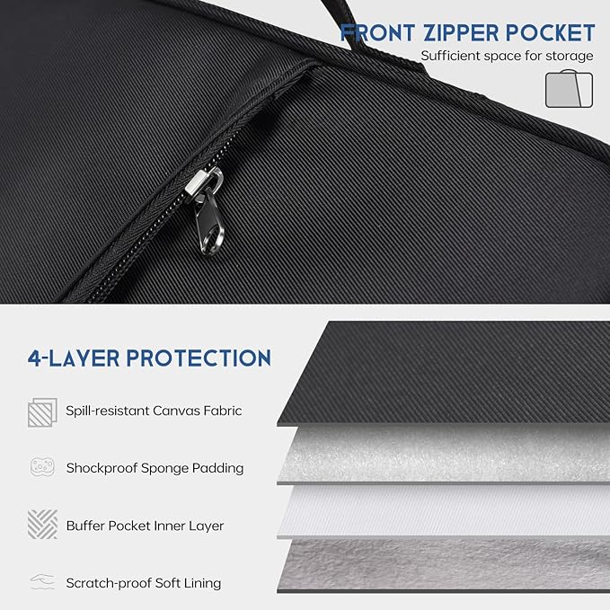 13 inch Laptop Sleeve Case for 2026 2025-2022 MacBook Air 13.6 inch M5 M4 M3 M2 Chip, MacBook Neo 13 inch Laptop Water-Resistant Shockproof Handle Bag Cover w/Accessory Pocket -Black