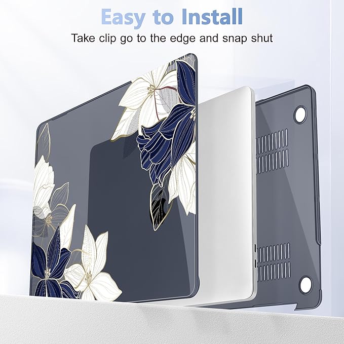May Chen for MacBook Pro 16 inch A2141 2020 2019 Release, Screen Protector & Keyboard Cover Plastic Soft-Touch Case for MacBook Pro 16-inch with Touch Bar & Touch ID - Elegant Flower