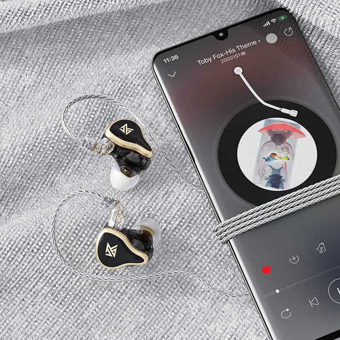 KZ ZAS in-Ear Headphones Wired Earbuds, IEM Headphones, 8-Unit Hybrid High-Frequency 7BA+ 1DD HiFi Stereo Sound Earphones Noise Cancelling Earbuds(with Mic,Black)
