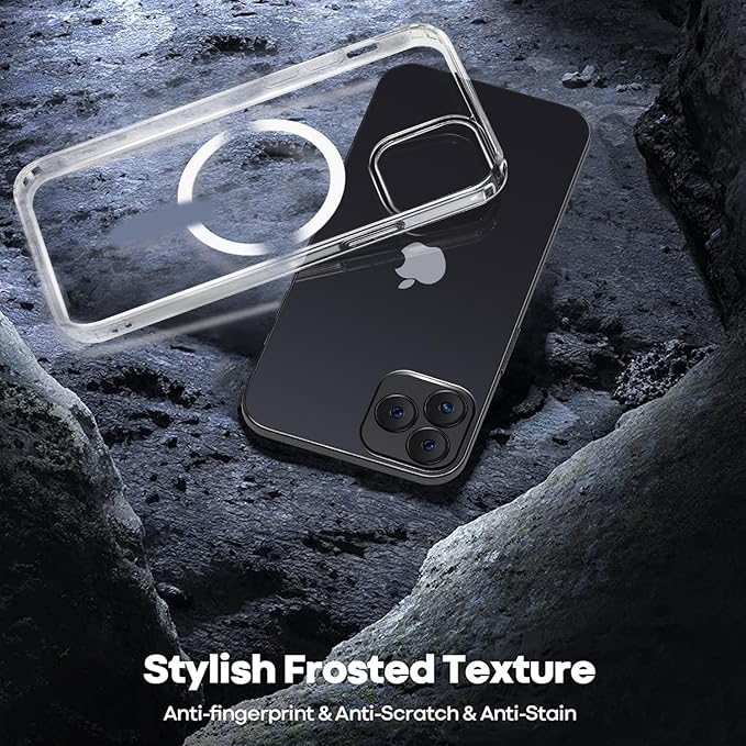 Magnetic Case for iPhone 12 Pro Max Case, [Military Grade Drop Tested] [Compatible with MagSafe] Slim Protective Cover, Translucent Matte Shockproof Case 12 Pro Max Phone Case 6.7", Clear