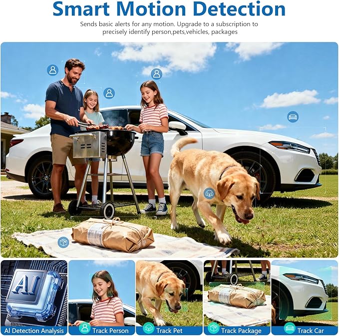2K FHD Security Camera Wireless Outdoor Cameras for Home Security,AI Human Detection,Instant Alert,Color Night Vision,SD/Cloud Storage,Solar/Battery Powered,2.4G WIFI Only,Spotlight,Siren Alarm,4 Pack