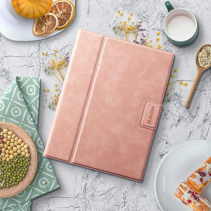 Antbox for iPad Pro 13 Inch Case M5 2025/M4 2024, Built-in Pencil Holder, Supports Pencil Pro/(USB-C), Auto Sleep/Wake Function PU Leather (Pink)