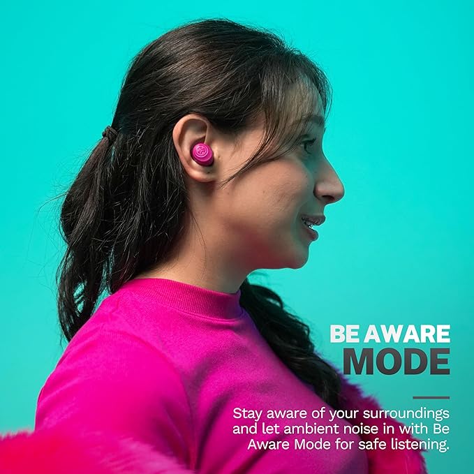 JLab Go Air Pop+, True Wireless Earbuds, Bluetooth Earbuds with Microphone, Dual Connect, EQ3 Sound, Dark Pink