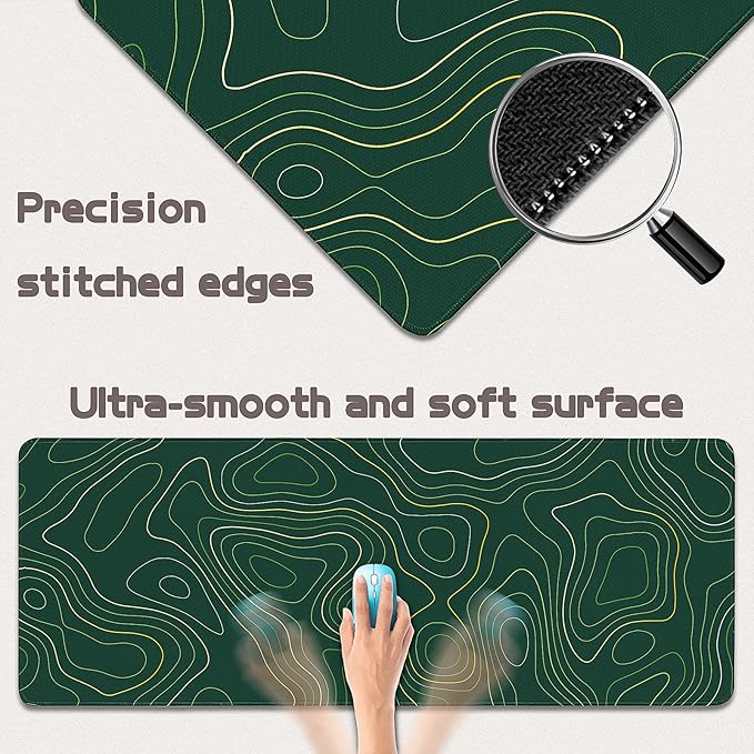 Gaming Mouse Pad - (31.5"×11.8") Topographic Large Mouse Pads for Desk - Desk Mat for Keyboard and Mouse with Non-Slip Base, Desks Pad Matfor Game/Office & Home