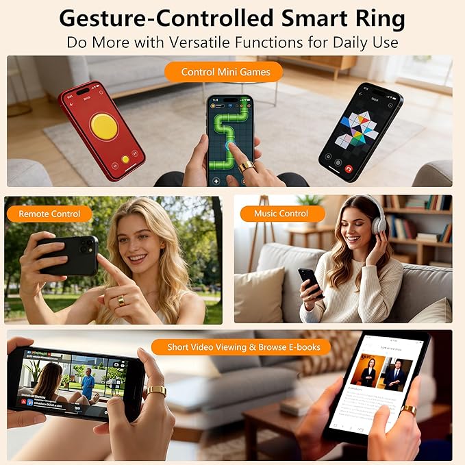Smart Ring for Women & Men, Health & Fitness Tracker with Heart Rate/Sleep Monitoring/Blood Pressure, 5ATM Waterproof, Activity Trackers with Free App, Valentine's Day Gifts for Women