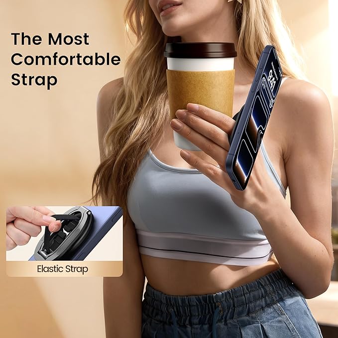 Foldable Double Sided Ring Magnetic Phone Grip & Kickstand, Finger Loop Strap Phone Ring Holder Compatible with MagSafe iPhone 17/16/15/14/13/12 Series and MagSafe Cases[Upgraded Version]
