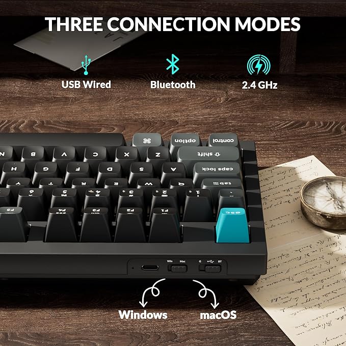 Keychron Q5 Ultra 8K Wireless Custom Mechanical Keyboard 2.4 GHz & Bluetooth 660Hr Battery Aluminum Body ZMK Launcher with Hot-swappable Banana Switches PBT Keycaps for Mac Windows Linux - Black