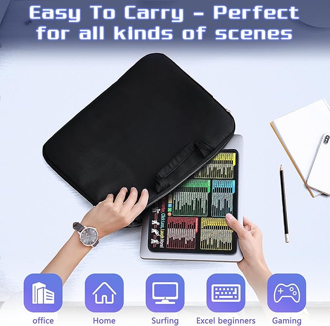 Excel Cheat Sheet Desk Pad - Mouse Pad - Excel Cheat Sheet Desk Mat, Non-Slip Base Mousepad Suitable for Office, Computer Games, Desk Mat and More (1, 11.8" x 9.84")