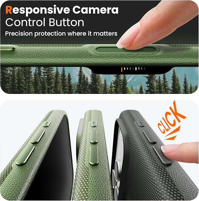 Mkeke for iPhone 17 Pro Case Techwoven Green, [Compatible with MagSafe] [Camera Control Cover] [Premium Tech Woven Fabric] [Drop Protection] Shockproof Skin-Friendly