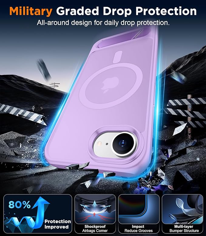 Magnetic Compatible with SE4 Case, [Built-in Invisible Kickstand][Military Grade Shockproof] Slim Translucent Matte Phone Case