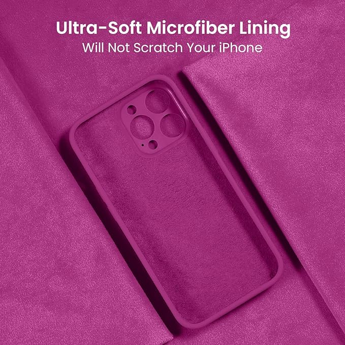 FireNova Designed for iPhone 15 Pro Max Case, Silicone Upgraded [Camera Protection] Phone Case, Soft Anti-Scratch Microfiber Lining Inside, 6.7 inch, Shocking Pink