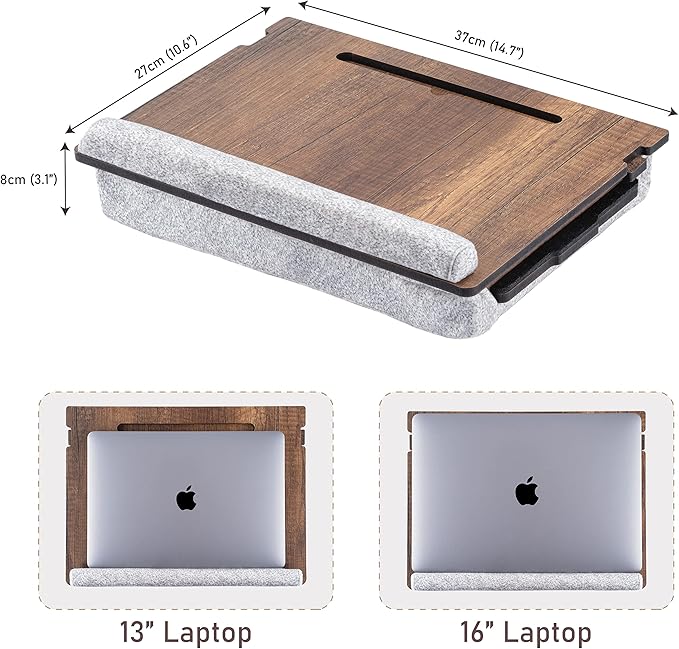 Vigo Wood Lap Desk for Laptop - Laptop Tray with Cushion, Portable Lap Desk for Lap, Adjustable Lapdesk, Couch Lap top Table for Work, Ergonomic Lap top Stand for Bed