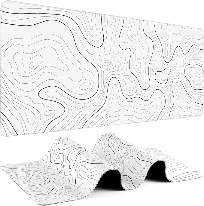 Gaming Mouse Pad - (31.5"×11.8") Topographic Large Mouse Pads for Desk - Desk Mat for Keyboard and Mouse with Non-Slip Base, Desks Pad Matfor Game/Office & Home