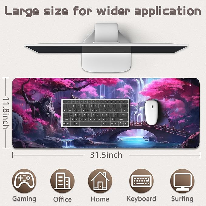 Gaming Mouse Pad - (31.5"×11.8") Japanese Anime Large Mouse Pads for Desk - Desk Mat for Keyboard and Mouse with Non-Slip Base, Desks Pad Matfor Game/Office & Home