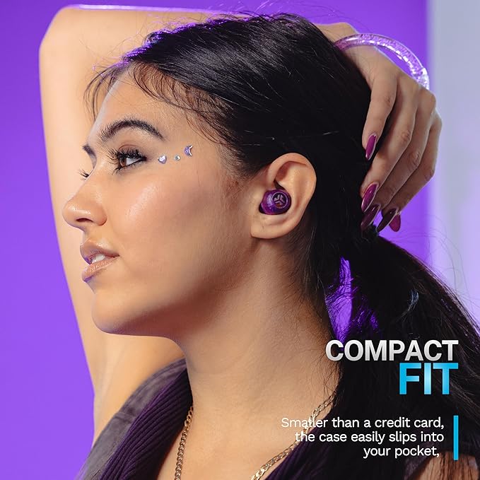 JLab Go Pop ANC, True Wireless Earbuds, Active Noise Cancelling, Transparent Purple