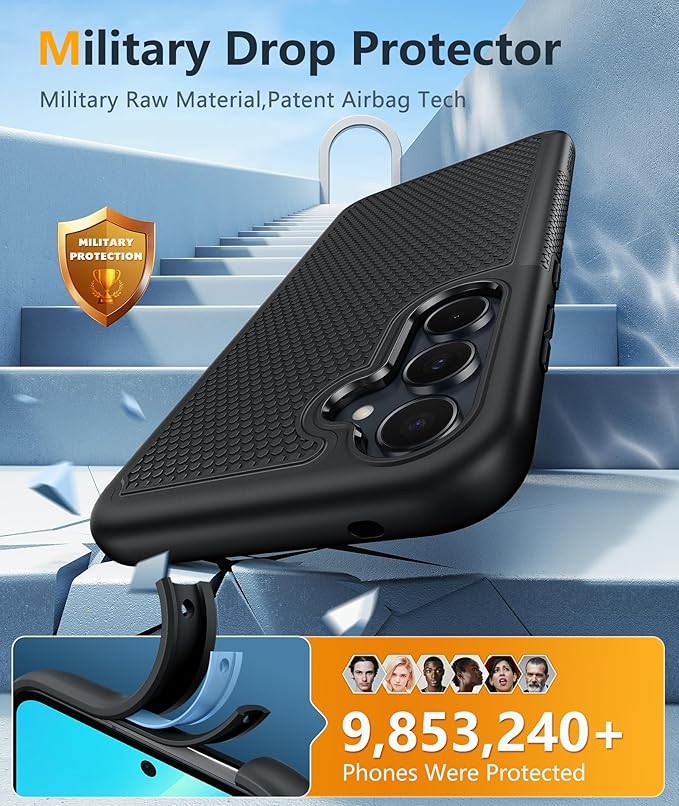 FNTCASE for Galaxy A35-5G Phone Case - Samsung A35 5G Magnetic Cover [Fit for Magsafe] with Screen Protector, Anti-Slip Textured, TPU+PC Dual Layer Shockproof, Military Grade Drop Protection (Black)