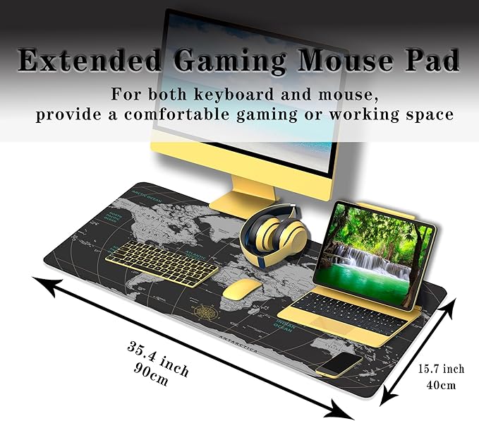 XXL Mouse Pad - Black and White, Non-Slip Rubber Base, 35.4 X 15.7 inch Gaming Mouse Mat for Work, Game, Office, Travel