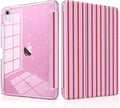 DONGKE for iPad Pro 11 inch Case – Fits M5 2025 / M4 2024, Shockproof Sparkling Glitter Acrylic Back, Pencil Holder, Trifold Stand, Auto Sleep/Wake & Touch ID Support - Pink Stripes