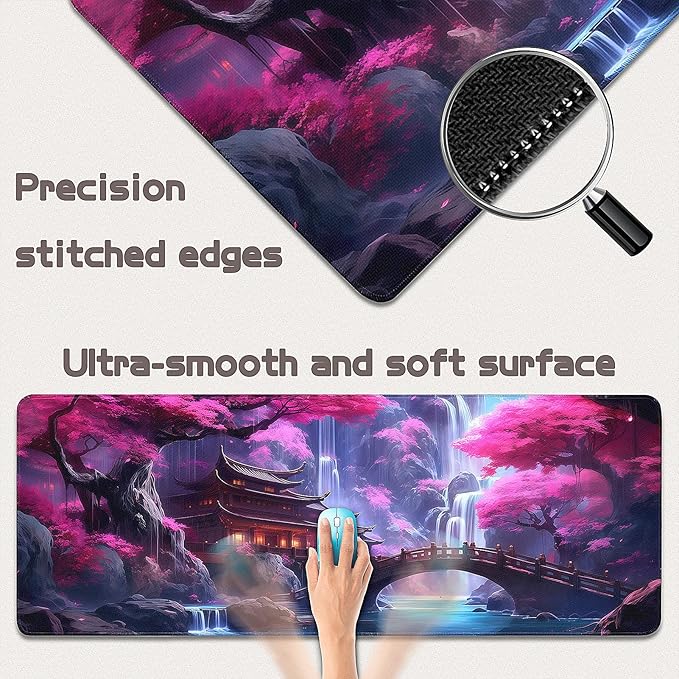 Gaming Mouse Pad - (31.5"×11.8") Japanese Anime Large Mouse Pads for Desk - Desk Mat for Keyboard and Mouse with Non-Slip Base, Desks Pad Matfor Game/Office & Home