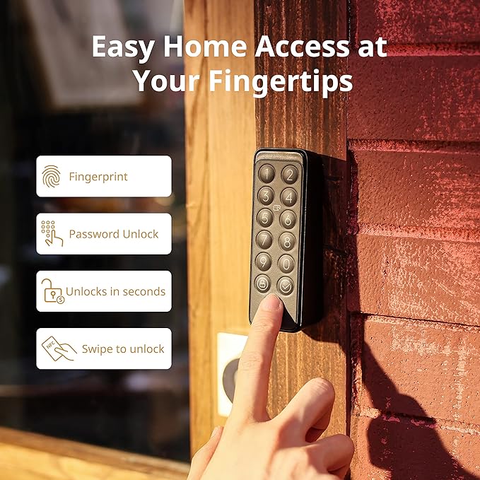 SwitchBot Smart Keypad Touch for SwitchBot Lock, Fingerprint Keyless Home Entry, IP65 Waterproof, Supports Virtual Passwords for Home Security(Only Works for SwicthBot)