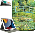 for iPad Air 2/1 Case 2014/2013, for iPad 5Th/6Th Generation Case 2017/2018, Slim fit iPad Cases 5th/6Th Generation 9.7-inch, 4 Viewing Angles & Typing Stand & Pencil Holder, Water Lilies