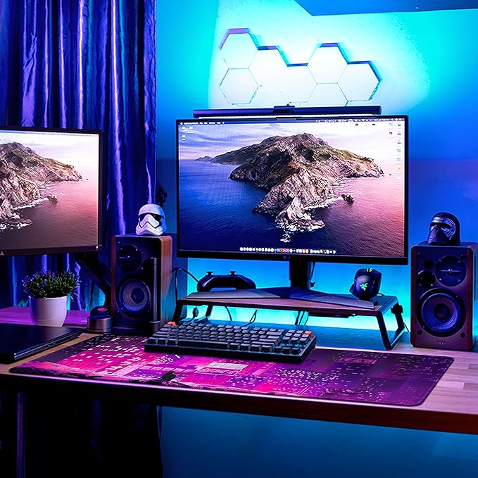 Gaming Laptop Mouse Pad,Sea Wave Big Mice Pads PC Keyboard Waterproof and Non-Slip 31.5" x 11.9" 0.12" Thick XL,XXL Rubber Table Mat, Purple Cyberpunk City Night View