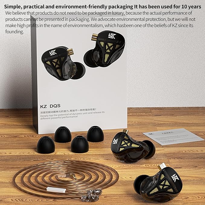KZ DQS Wired Earbuds Dynamic Driver in Ear Monitor Headphone Semi-Open HiFi Bass Earphone 2pin 3.5mm Gaming Earbuds for Singers Musicians