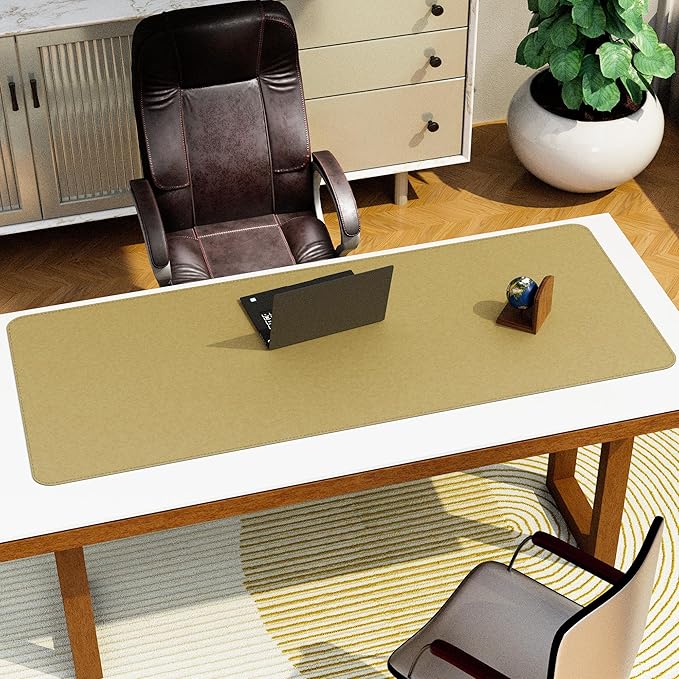 Chihein 59” x 24” Cork & PU Leather Desk Mat (Black) - Huge Mouse Pad, Double Sided Waterproof Desk Pad Protector for Gaming, Office, Home