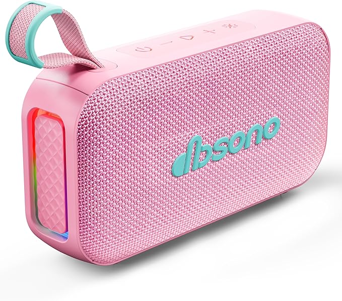 Bluetooth Speaker Stereo 20W Loud Sound: 30H Playtime, IPX5 Water Resistant, Portable Wireless Speakers, Powerful Bass, Lightshow, Birthday Gifts for Men/Adults/Teens, Beach Vacation Essentials, Pink