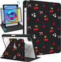 Uppuppy for iPad Air 11 inch Case(Air M4 2026, 8th Gen/M3 2025/M2)/Air 5th/4th Gen 10.9", for iPad Pro 11 inch Case(4th/3rd/2nd/1st Gen) - 360 Rotating Smart Folio Cover with Pencil Holder, Cherry