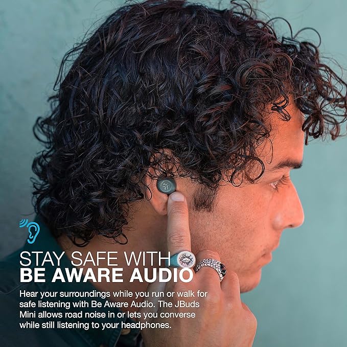 JLab JBuds Mini, True Wireless Earbuds, Bluetooth Multipoint, IP55 Sweat Resistant, Be Aware Audio, Sage